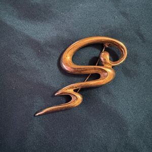 Iconic Squiggle Vintage 70s Gold Tone Brooch/Pin [Jewelry 049]